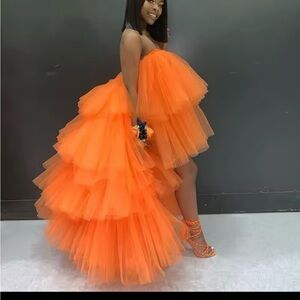 Elegant Orange Tulle Gown